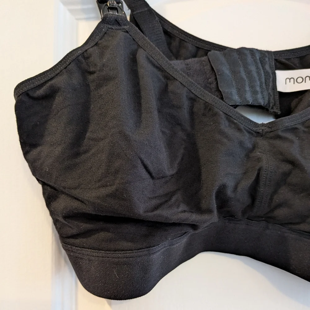 Momcozy Bamboo Hands-Free Nursing & Pumping Bra Black Size 2XL V-neck Maternity